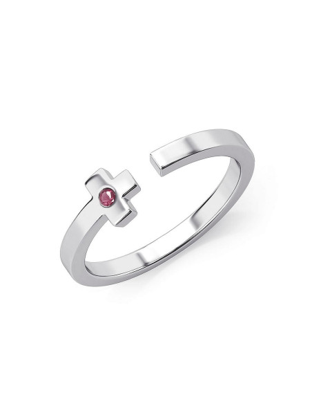 Charisma cross - Srebrny pierścionek z rubinem