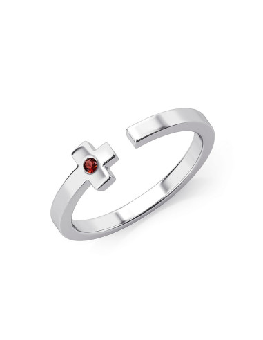 Charisma cross - Srebrny pierścionek z granatem