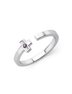 Charisma cross - Srebrny pierścionek z ametystem