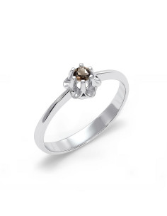 Fiore - Srebrny pierścionek z kwarcem dymnym
