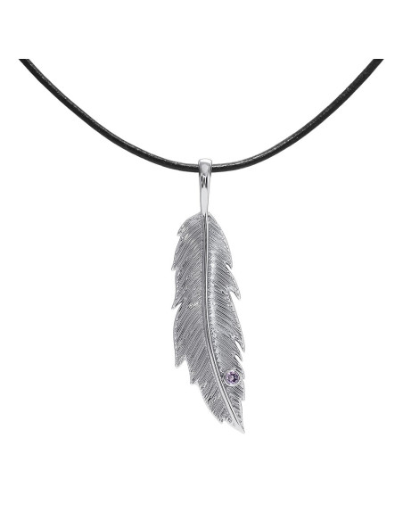 Feather - Srebrny naszyjnik z ametystem