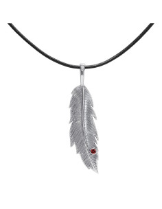 Feather - Srebrny naszyjnik z granatem