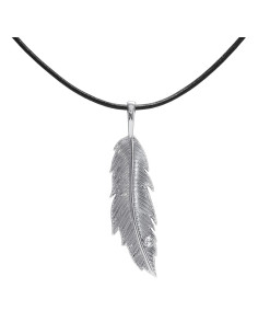 Feather - Srebrny naszyjnik z z białym topazem