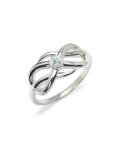 Infinity double - Srebrny pierścionek z  niebieskim topazem