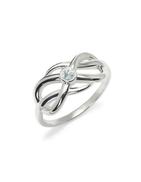 Infinity double - Srebrny pierścionek z  niebieskim topazem