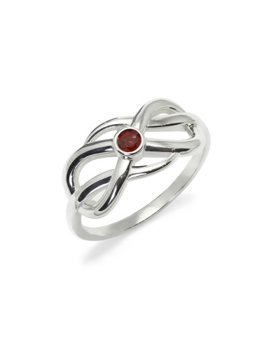 Infinity double - Srebrny pierścionek z granatem