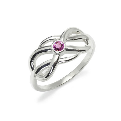 Infinity double - Srebrny pierścionek z rodolitem