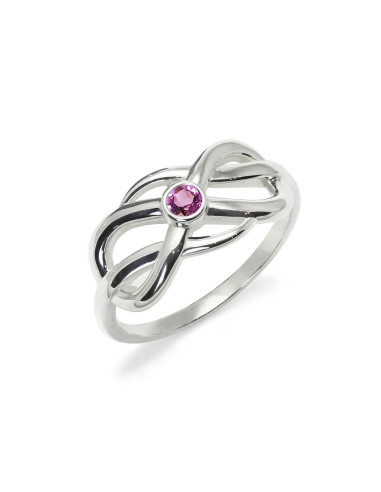 Infinity double - Srebrny pierścionek z rodolitem