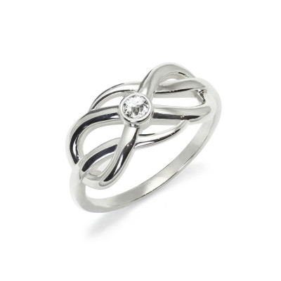 Infinity double - Srebrny pierścionek z białym topazem