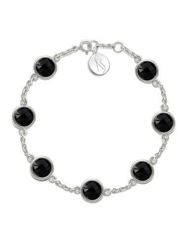 Aura - Bransoletka srebrna XL z czarnym onyksem