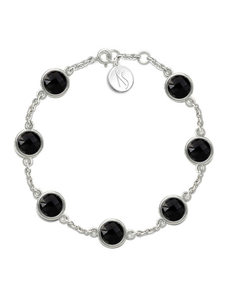 Aura - Bransoletka srebrna XL z czarnym onyksem