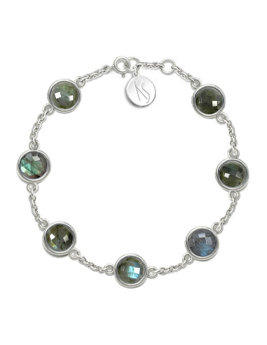 Aura - Bransoletka srebrna XL z labradorytem
