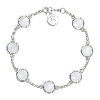 Aura - Bransoletka srebrna XL z kamieniem księżycowym