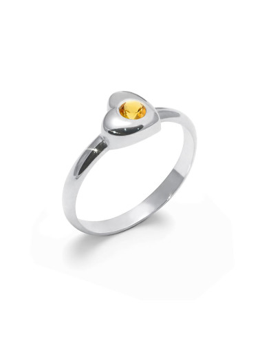 Love - Srebrny pierścionek z cytrynem