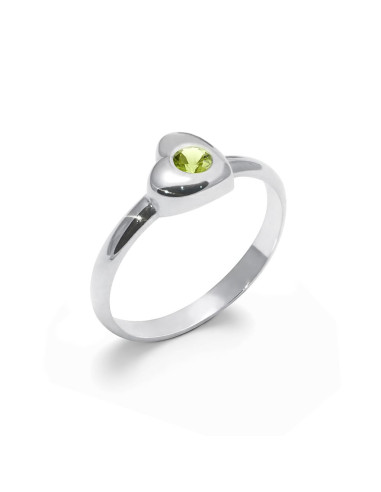 Love - Srebrny pierścionek z oliwinem