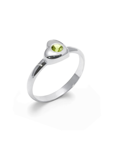 Love - Srebrny pierścionek z oliwinem