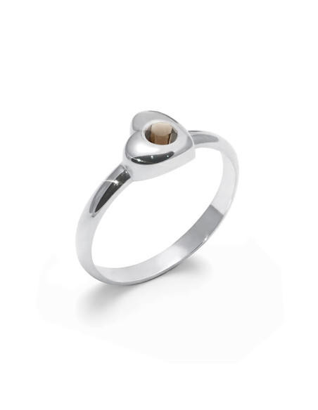 Love - Srebrny pierścionek  z kwarcem dymnym