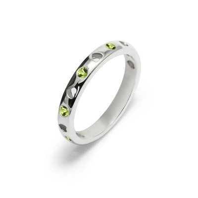 Love - Obrączka srebrna z oliwinem