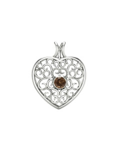 Love - Srebrna zawieszka z kwarcem dymnym