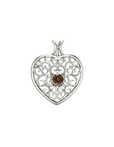 Love - Srebrna zawieszka z kwarcem dymnym