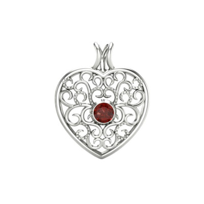 Love - Srebrna zawieszka z granatem