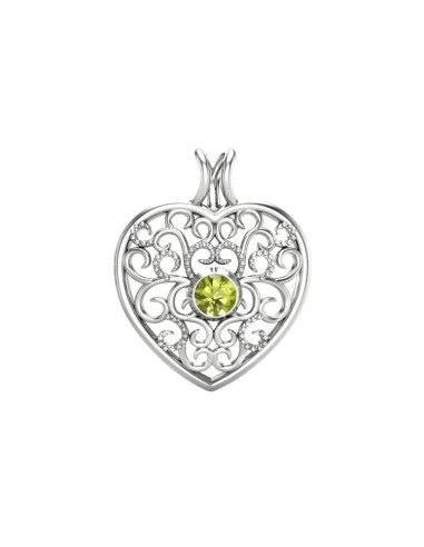 Love - Srebrna zawieszka z oliwinem