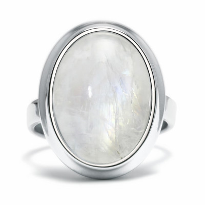 Stone - Srebrny pierścionek z kamieniem księżycowym