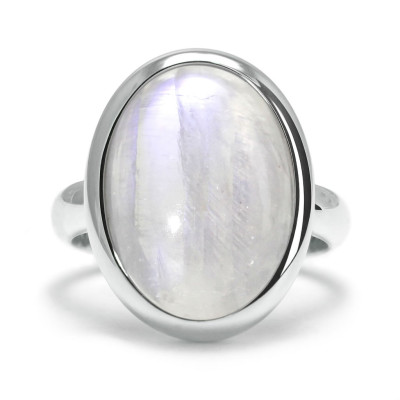 Stone - Srebrny pierścionek z kamieniem księżycowym