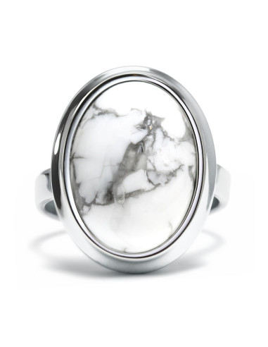 Stone - Srebrny pierścionek z howlitem