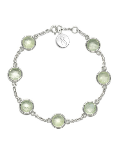 Aura - Bransoletka srebrna XL z prehnitem