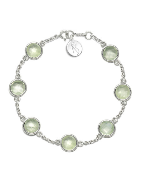 Aura - Bransoletka srebrna XL z prehnitem