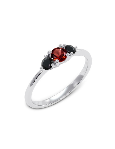 Cocktail - Srebrny pierścionek z granatem i onyksem