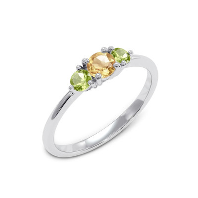 Cocktail - Srebrny pierścionek z cytrynem i oliwinem