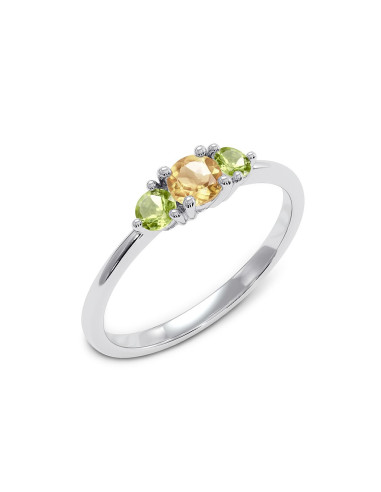 Cocktail - Srebrny pierścionek z cytrynem i oliwinem