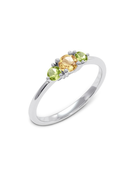 Cocktail - Srebrny pierścionek z cytrynem i oliwinem