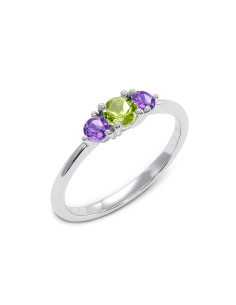 Cocktail - Srebrny pierścionek z oliwinem i ametystem