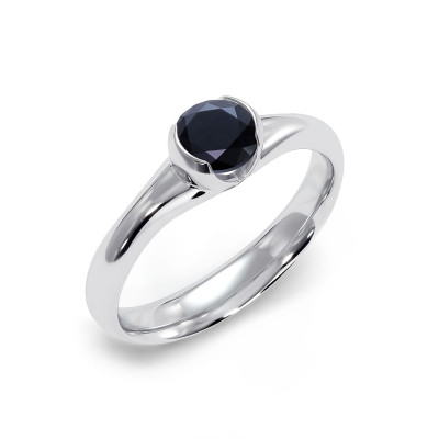 Sydney - Srebrny pierścionek z czarnym szafirem