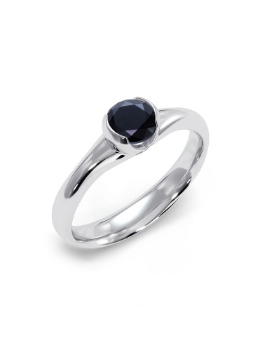 Sydney - Srebrny pierścionek z czarnym szafirem