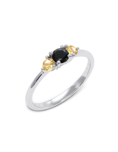 Cocktail - Srebrny pierścionek z onyksem i cytrynem
