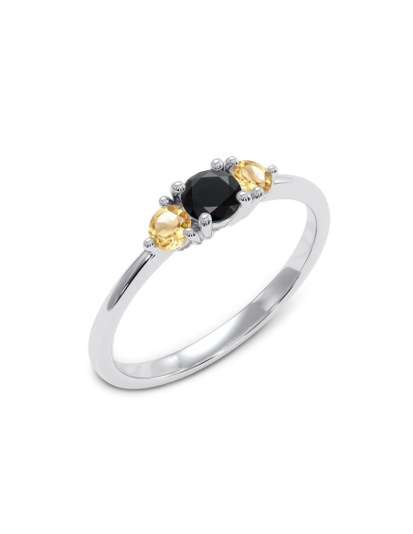 Cocktail - Srebrny pierścionek z onyksem i cytrynem