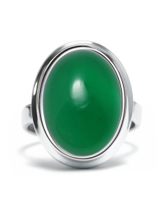 Stone - Srebrny pierścionek z zielonym onyksem