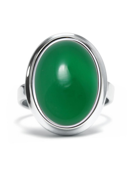 Stone - Srebrny pierścionek z zielonym onyksem