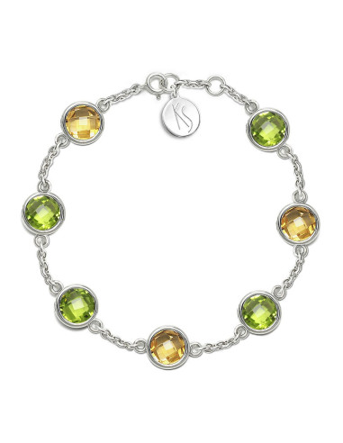 Aura - Bransoletka srebrna XL z cytrynem i oliwinem