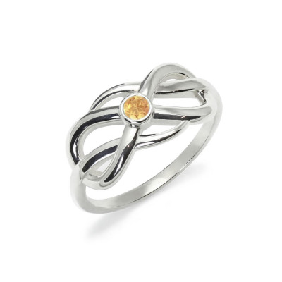Infinity double - Srebrny pierścionek z cytrynem