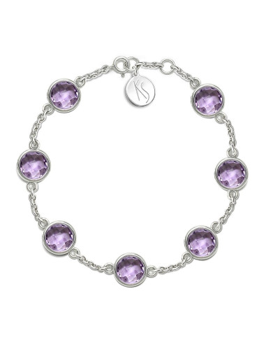 Aura - Bransoletka srebrna XL z ametystem