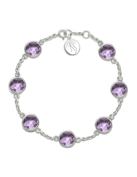 Aura - Bransoletka srebrna XL z ametystem