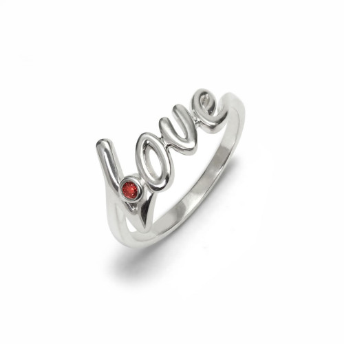 Love - Srebrny pierścionek "miłość" z granatem