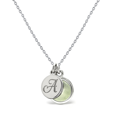 Aura - Srebrny naszyjnik personalizowany z prehnitem