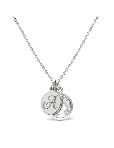 Aura - Srebrny naszyjnik personalizowany z białym topazem