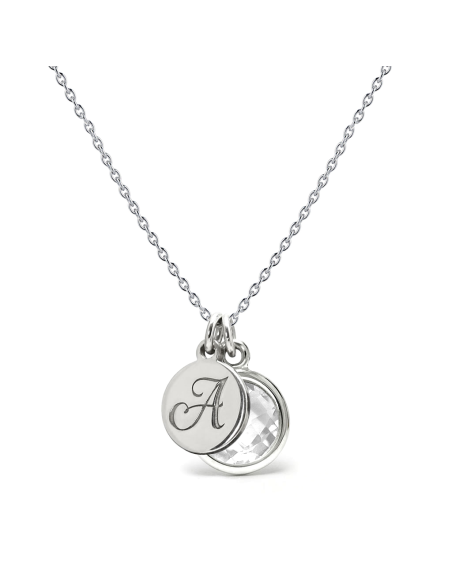 Aura - Srebrny naszyjnik personalizowany z białym topazem
